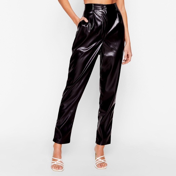 High-Waisted Faux Leather Pants - Picture 1 of 1